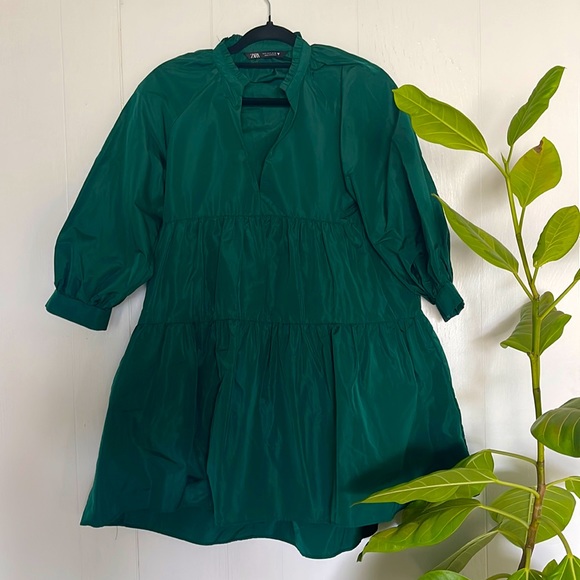 Zara taffeta green dress